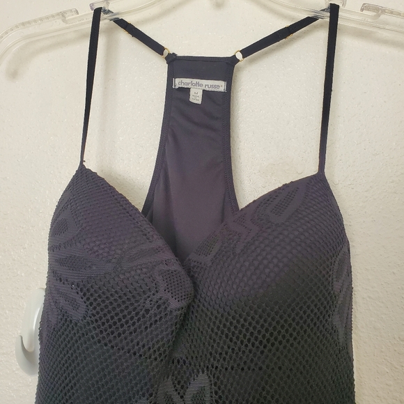 Charlotte Russe Dress Lace Bohemian  Black Floral Maxi Dress Size M - Picture 6 of 13